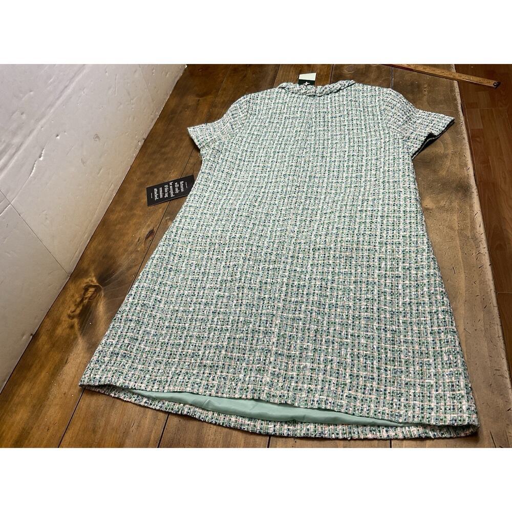 TUCKERNUCK Tweed Jackie Mini Shift Dress Green Textured Size large - Picture 13 of 13